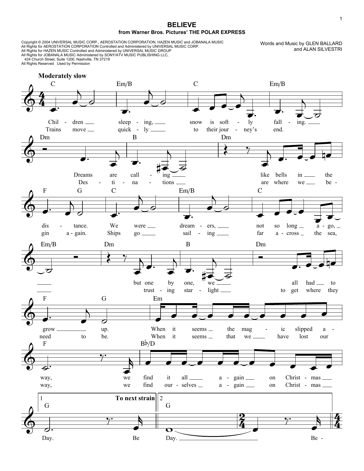 Preview Alan Silvestri Believe Winter sheet music, notes and chords for Melody Line, Lyrics & Chords, SKU: 191507 sheet music, piano notes, chords, guitar tabs, score, transpose, transcribe, how to play, guide, download, learn, tutorial, progression, song, artist, awards, billboard, mtv, vh1, tour, single, album, release