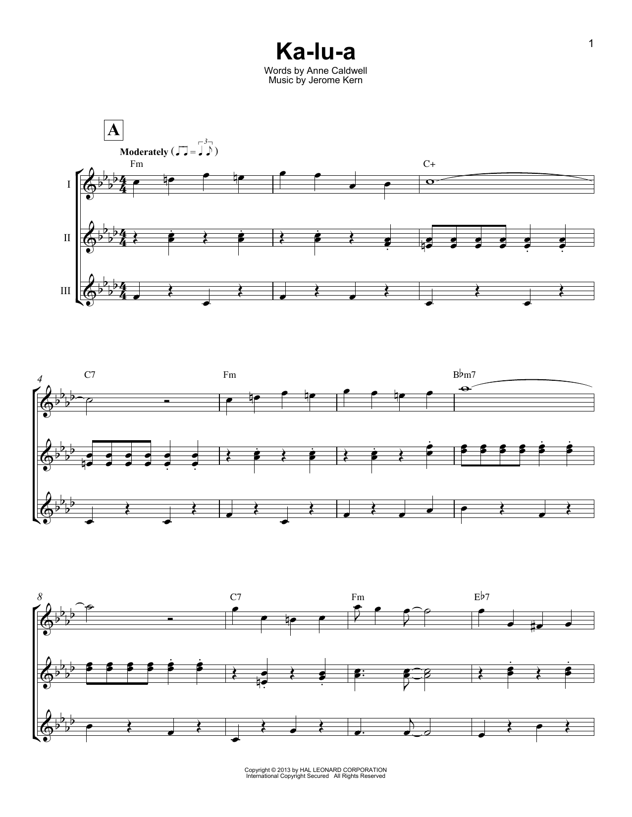 Preview Jerome Kern Ka-lu-a Jazz sheet music, notes and chords for Ukulele Ensemble, SKU: 193706 sheet music, piano notes, chords, guitar tabs, score, transpose, transcribe, how to play, guide, download, learn, tutorial, progression, song, artist, awards, billboard, mtv, vh1, tour, single, album, release