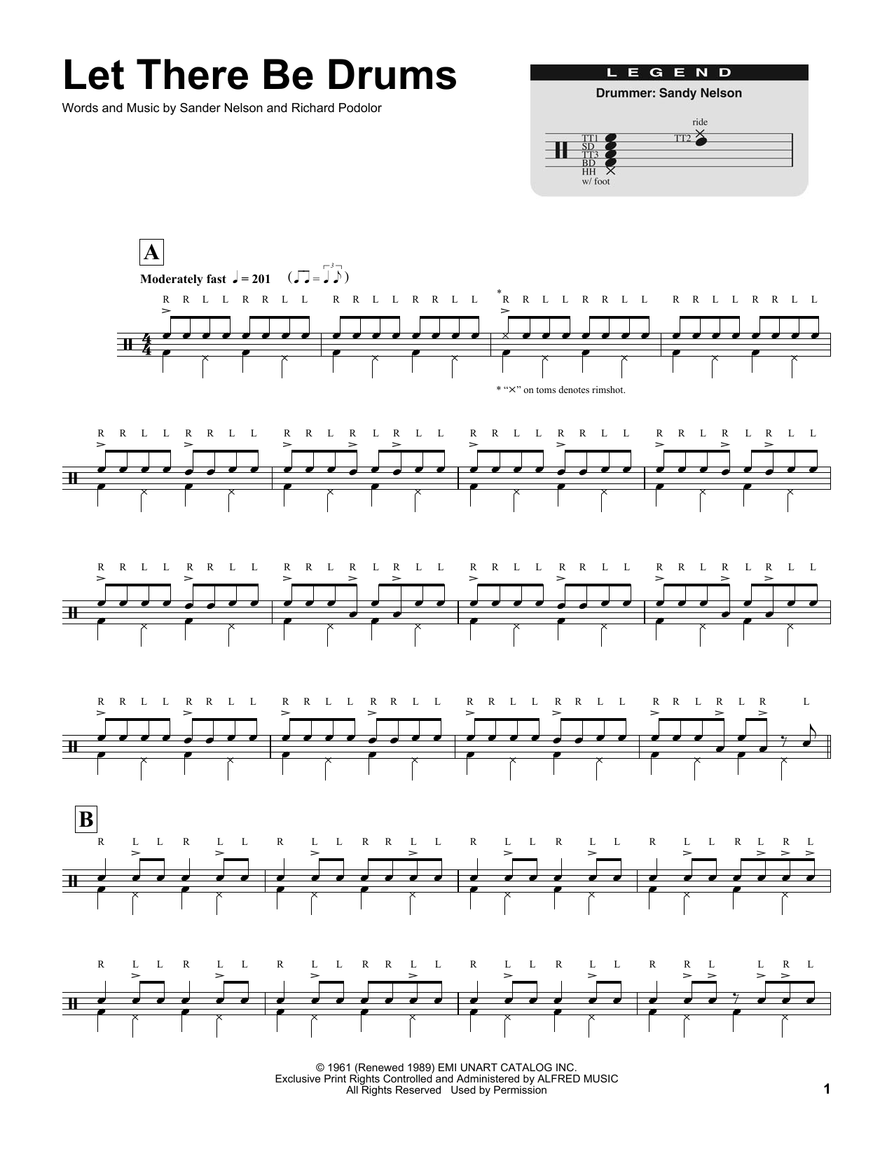Preview Sander Nelson Let There Be Drums Rock sheet music, notes and chords for Drums Transcription, SKU: 194379 sheet music, piano notes, chords, guitar tabs, score, transpose, transcribe, how to play, guide, download, learn, tutorial, progression, song, artist, awards, billboard, mtv, vh1, tour, single, album, release