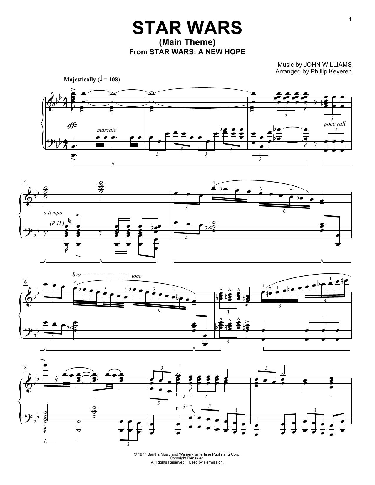 Preview Phillip Keveren Star Wars (Main Theme) Classical sheet music, notes and chords for Piano, SKU: 195428 sheet music, piano notes, chords, guitar tabs, score, transpose, transcribe, how to play, guide, download, learn, tutorial, progression, song, artist, awards, billboard, mtv, vh1, tour, single, album, release