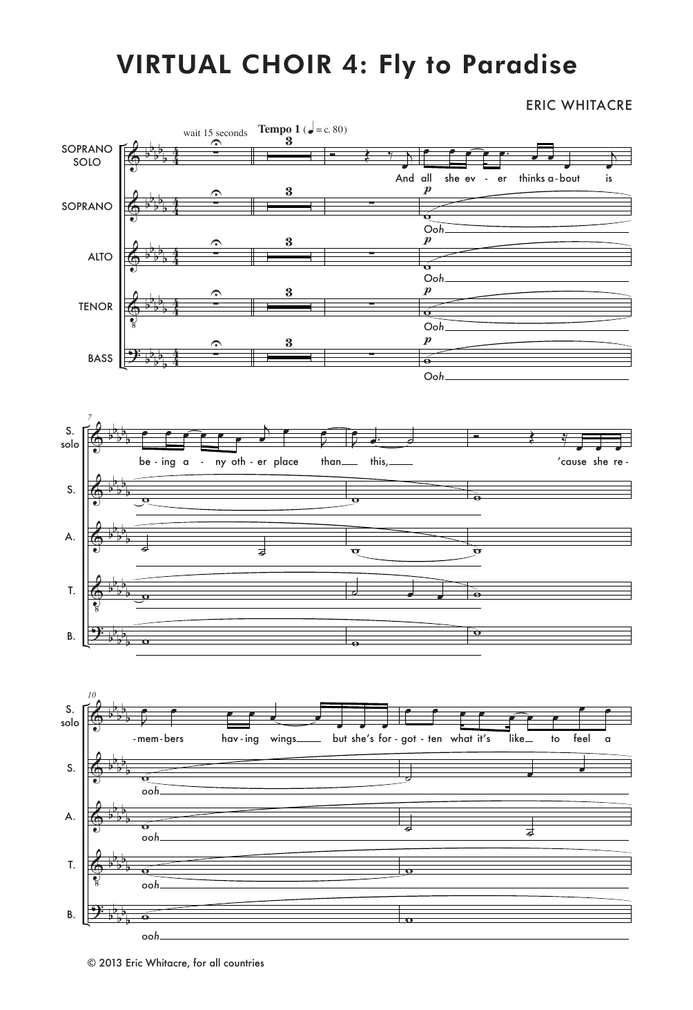 Preview Eric Whitacre Fly To Paradise Classical sheet music, notes and chords for SATB, SKU: 196402 sheet music, piano notes, chords, guitar tabs, score, transpose, transcribe, how to play, guide, download, learn, tutorial, progression, song, artist, awards, billboard, mtv, vh1, tour, single, album, release