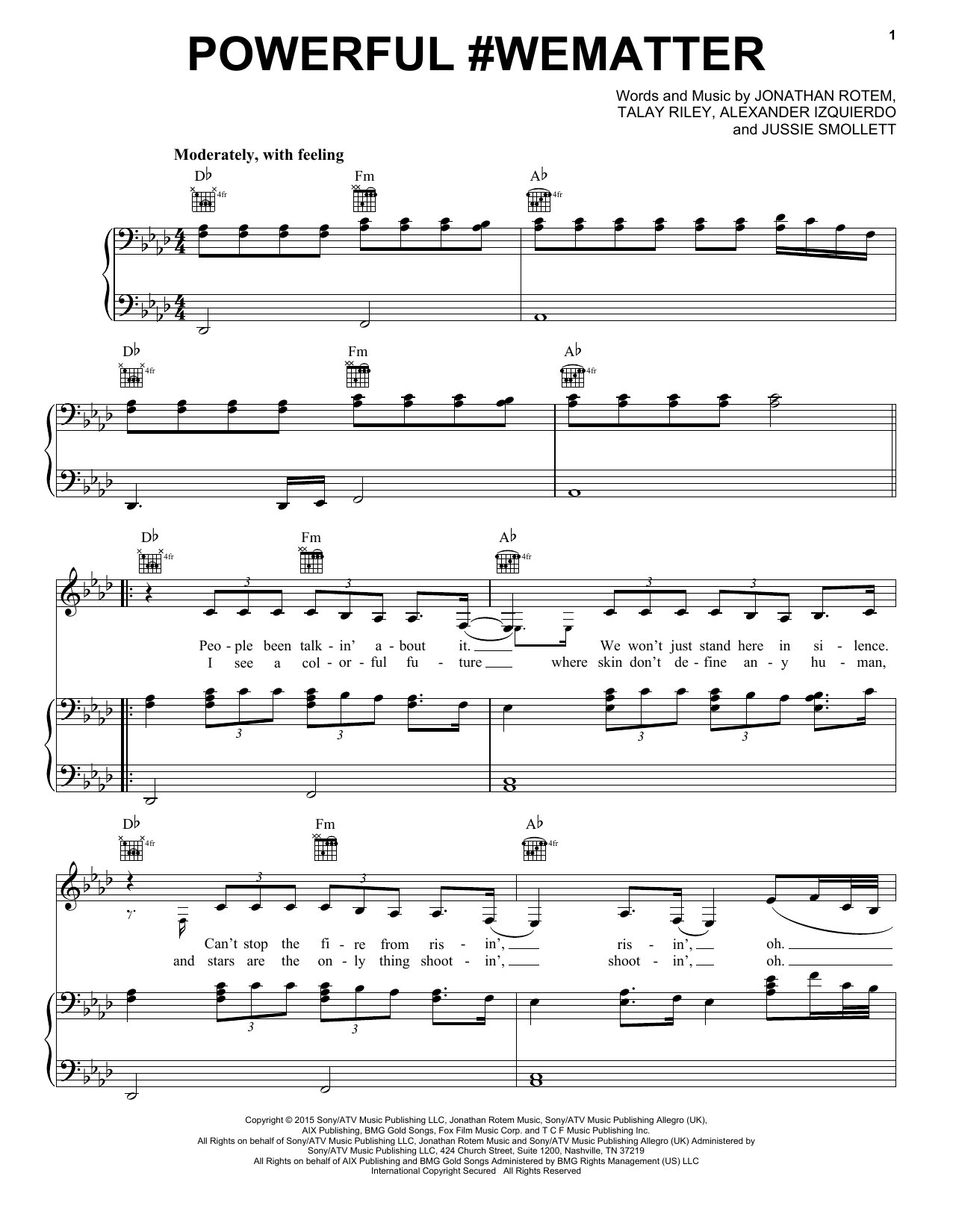Preview Empire Cast Powerful #WeMatter Pop sheet music, notes and chords for Piano, Vocal & Guitar (Right-Hand Melody), SKU: 196439 sheet music, piano notes, chords, guitar tabs, score, transpose, transcribe, how to play, guide, download, learn, tutorial, progression, song, artist, awards, billboard, mtv, vh1, tour, single, album, release