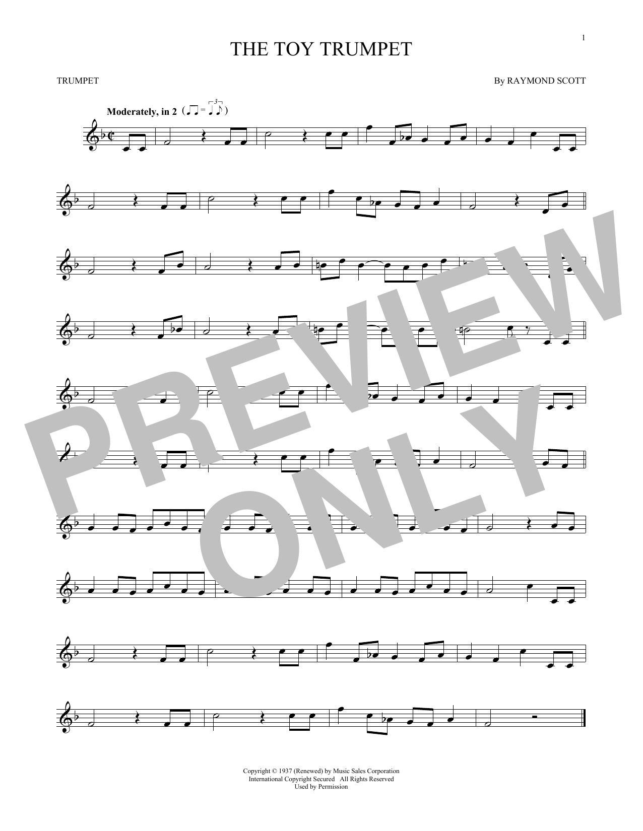 Preview Raymond Scott The Toy Trumpet Classical sheet music, notes and chords for Trumpet, SKU: 196557 sheet music, piano notes, chords, guitar tabs, score, transpose, transcribe, how to play, guide, download, learn, tutorial, progression, song, artist, awards, billboard, mtv, vh1, tour, single, album, release