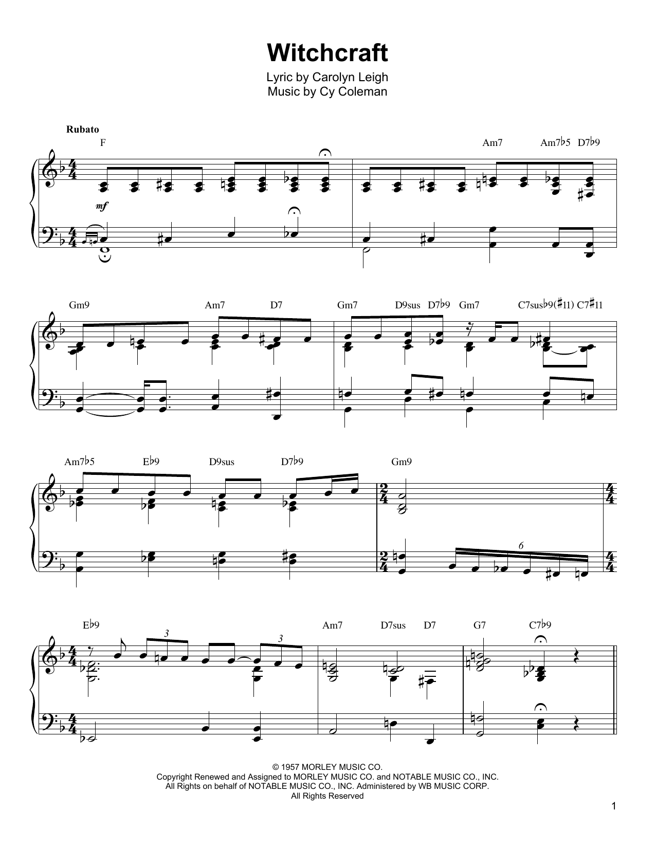 Preview Oscar Peterson Witchcraft Jazz sheet music, notes and chords for Piano Transcription, SKU: 196657 sheet music, piano notes, chords, guitar tabs, score, transpose, transcribe, how to play, guide, download, learn, tutorial, progression, song, artist, awards, billboard, mtv, vh1, tour, single, album, release