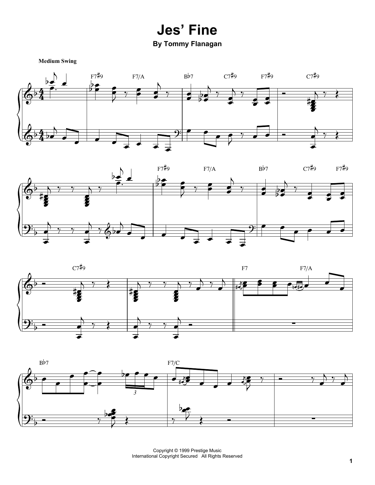 Preview Tommy Flanagan Jes' Fine Jazz sheet music, notes and chords for Piano Transcription, SKU: 196690 sheet music, piano notes, chords, guitar tabs, score, transpose, transcribe, how to play, guide, download, learn, tutorial, progression, song, artist, awards, billboard, mtv, vh1, tour, single, album, release