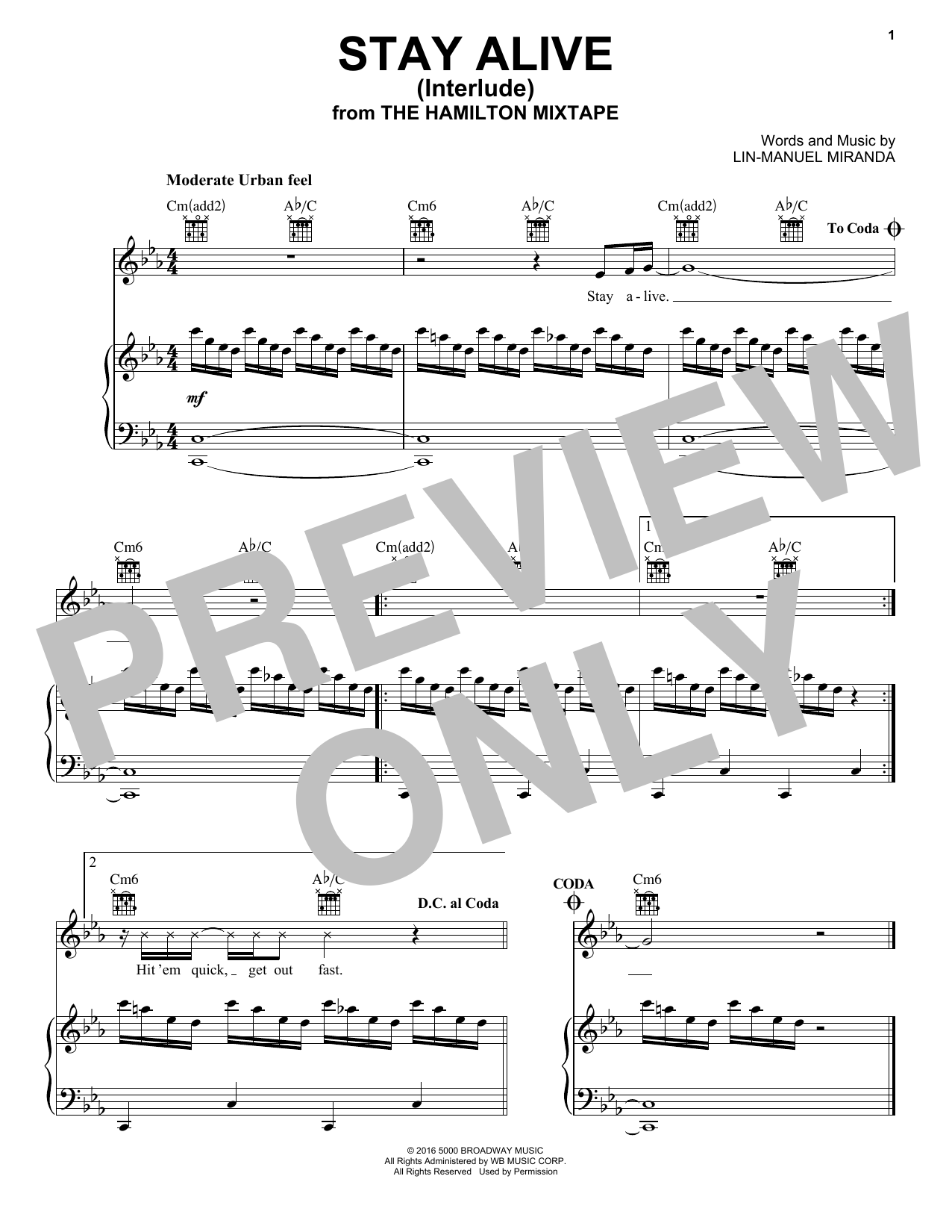 Preview J. Period & Stro Elliot Stay Alive (Interlude) Broadway sheet music, notes and chords for Piano, Vocal & Guitar (Right-Hand Melody), SKU: 196921 sheet music, piano notes, chords, guitar tabs, score, transpose, transcribe, how to play, guide, download, learn, tutorial, progression, song, artist, awards, billboard, mtv, vh1, tour, single, album, release