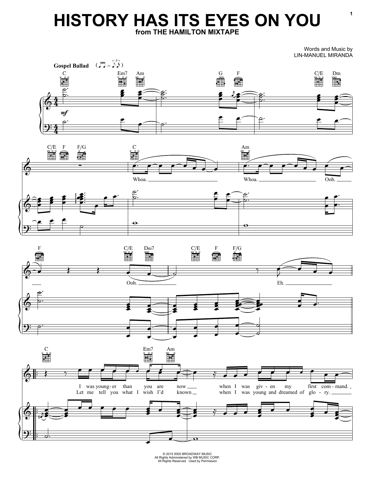 Preview John Legend History Has Its Eyes On You Broadway sheet music, notes and chords for Piano, Vocal & Guitar (Right-Hand Melody), SKU: 196922 sheet music, piano notes, chords, guitar tabs, score, transpose, transcribe, how to play, guide, download, learn, tutorial, progression, song, artist, awards, billboard, mtv, vh1, tour, single, album, release