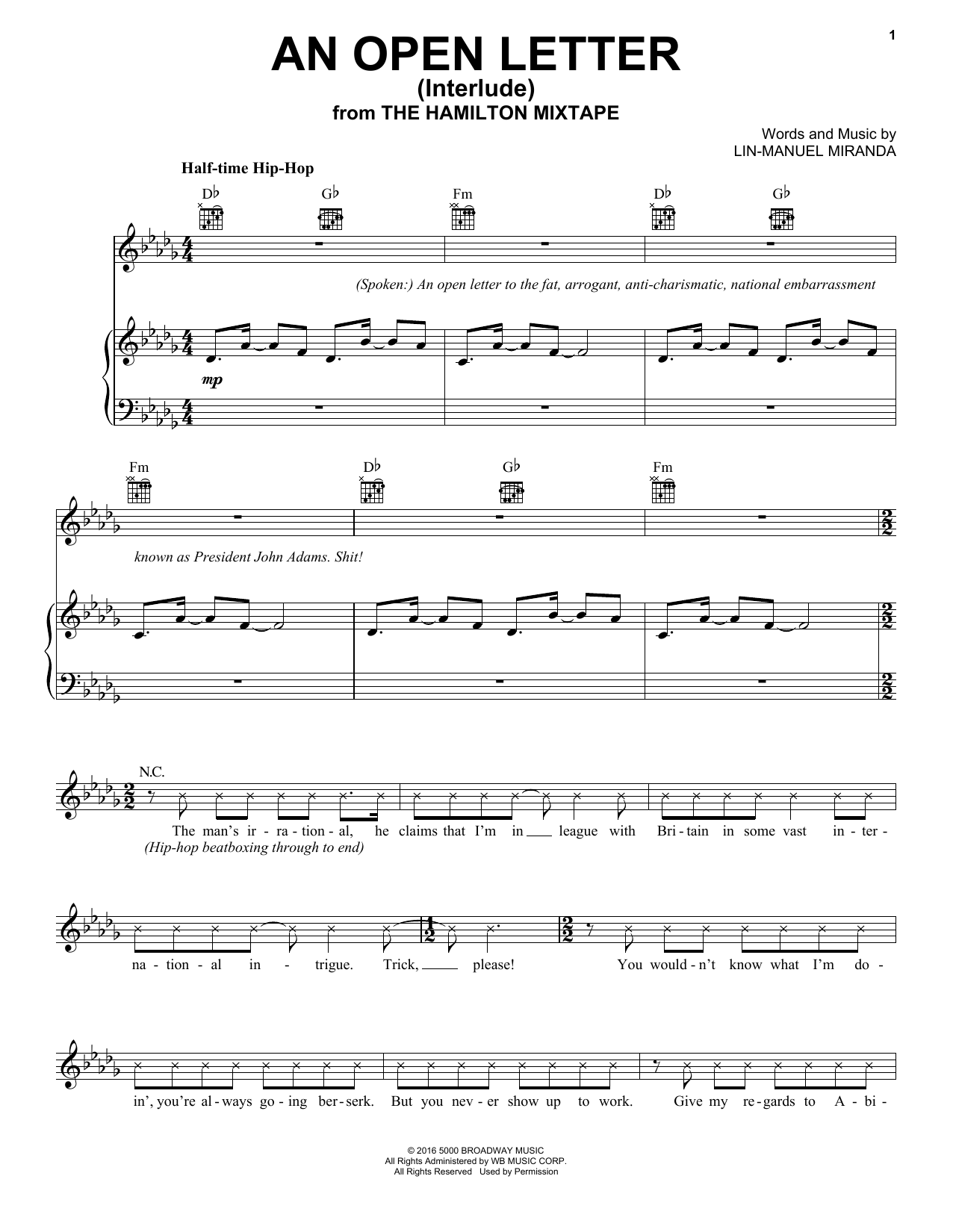 Preview Watsky An Open Letter (Interlude) (feat. Shockwave) Broadway sheet music, notes and chords for Piano, Vocal & Guitar (Right-Hand Melody), SKU: 196929 sheet music, piano notes, chords, guitar tabs, score, transpose, transcribe, how to play, guide, download, learn, tutorial, progression, song, artist, awards, billboard, mtv, vh1, tour, single, album, release