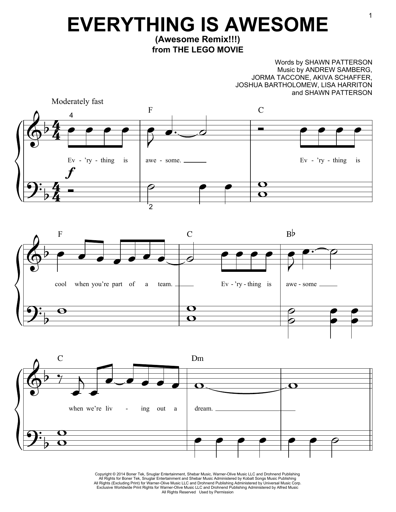 Preview Jorma Taccone Everything Is Awesome (Awesome Remixx!!!) Film and TV sheet music, notes and chords for Piano (Big Notes), SKU: 196993 sheet music, piano notes, chords, guitar tabs, score, transpose, transcribe, how to play, guide, download, learn, tutorial, progression, song, artist, awards, billboard, mtv, vh1, tour, single, album, release