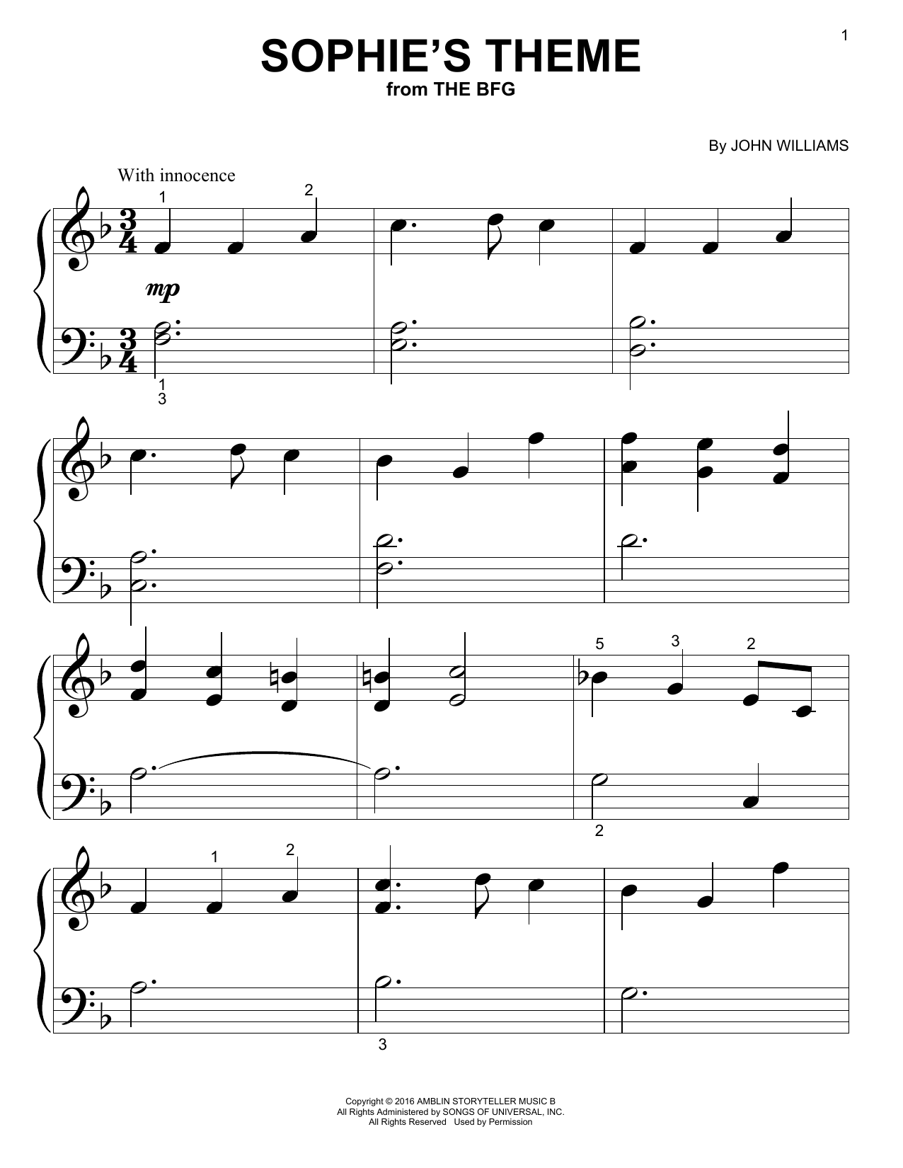Preview John Williams Sophie's Theme Classical sheet music, notes and chords for Piano (Big Notes), SKU: 197002 sheet music, piano notes, chords, guitar tabs, score, transpose, transcribe, how to play, guide, download, learn, tutorial, progression, song, artist, awards, billboard, mtv, vh1, tour, single, album, release