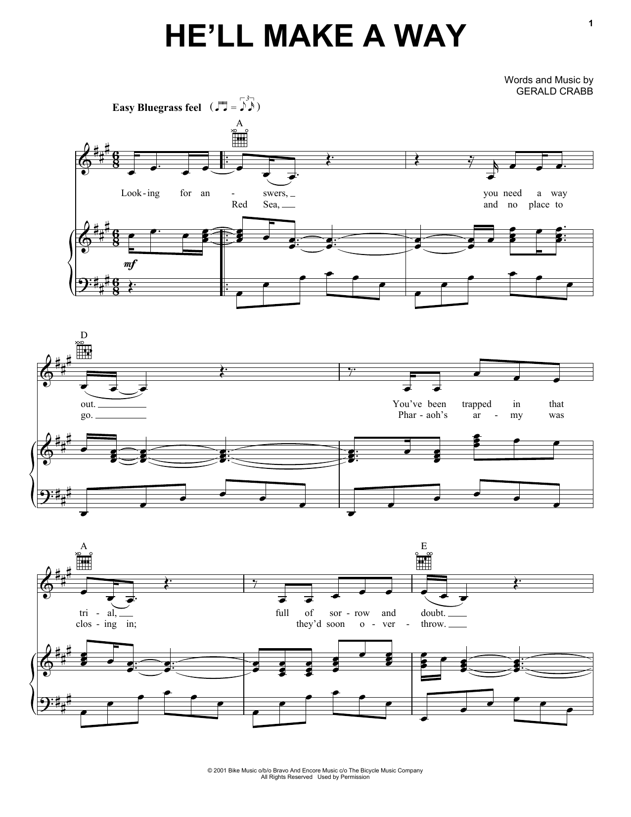 Preview The Crabb Family He'll Make A Way Religious sheet music, notes and chords for Piano, Vocal & Guitar (Right-Hand Melody), SKU: 197124 sheet music, piano notes, chords, guitar tabs, score, transpose, transcribe, how to play, guide, download, learn, tutorial, progression, song, artist, awards, billboard, mtv, vh1, tour, single, album, release