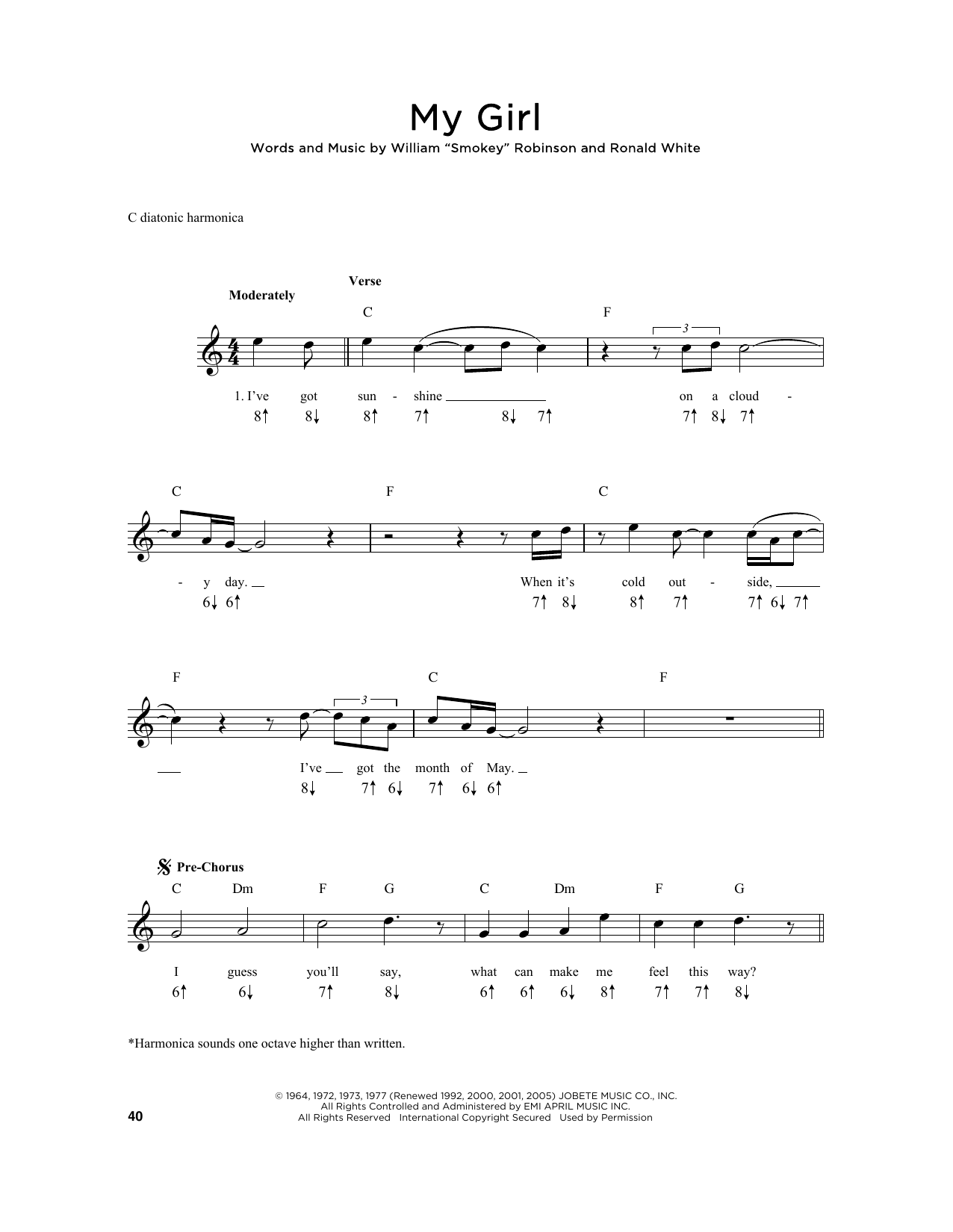 Preview The Temptations My Girl Ballad sheet music, notes and chords for Harmonica, SKU: 198242 sheet music, piano notes, chords, guitar tabs, score, transpose, transcribe, how to play, guide, download, learn, tutorial, progression, song, artist, awards, billboard, mtv, vh1, tour, single, album, release