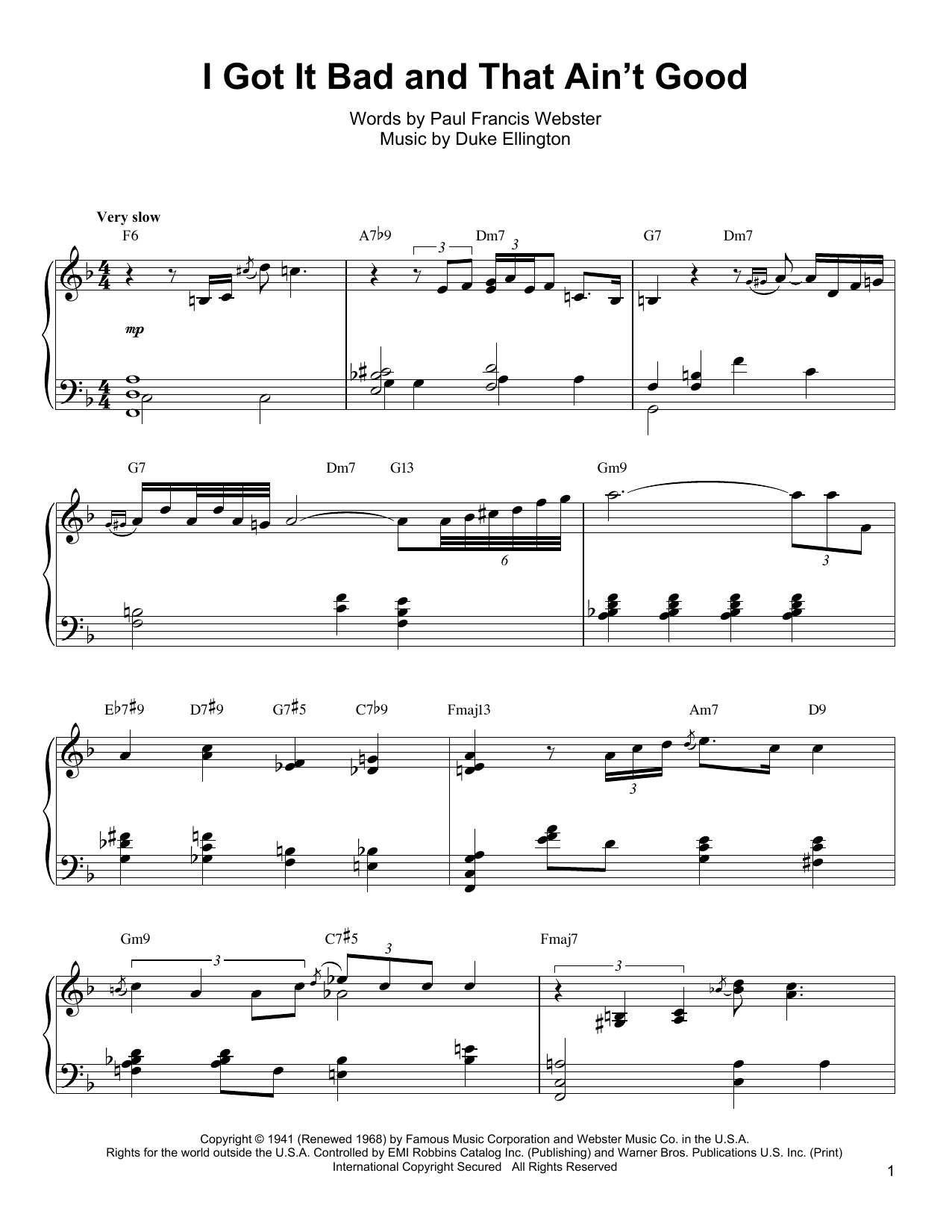 Preview Oscar Peterson I Got It Bad And That Ain't Good Jazz sheet music, notes and chords for Piano Transcription, SKU: 198607 sheet music, piano notes, chords, guitar tabs, score, transpose, transcribe, how to play, guide, download, learn, tutorial, progression, song, artist, awards, billboard, mtv, vh1, tour, single, album, release