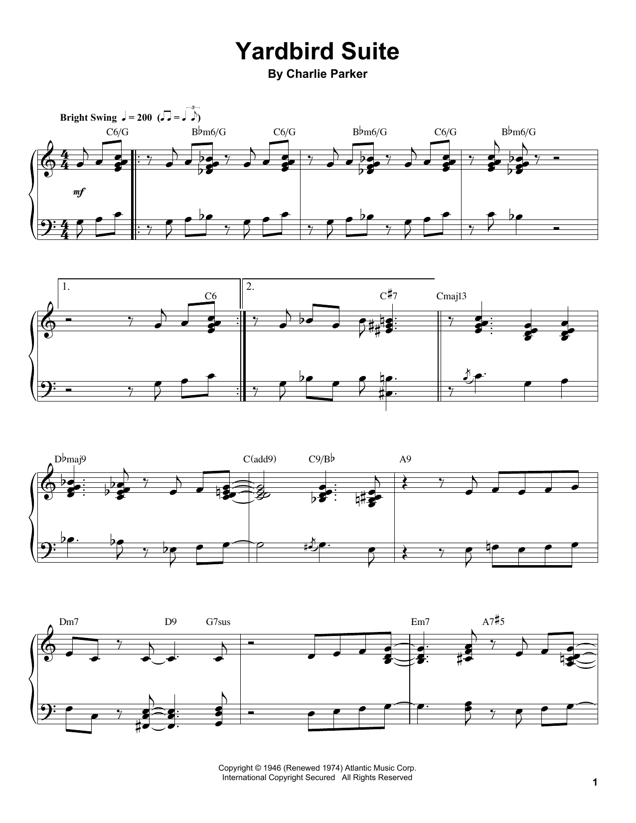 Preview Charlie Parker Yardbird Suite Jazz sheet music, notes and chords for Piano Transcription, SKU: 198803 sheet music, piano notes, chords, guitar tabs, score, transpose, transcribe, how to play, guide, download, learn, tutorial, progression, song, artist, awards, billboard, mtv, vh1, tour, single, album, release