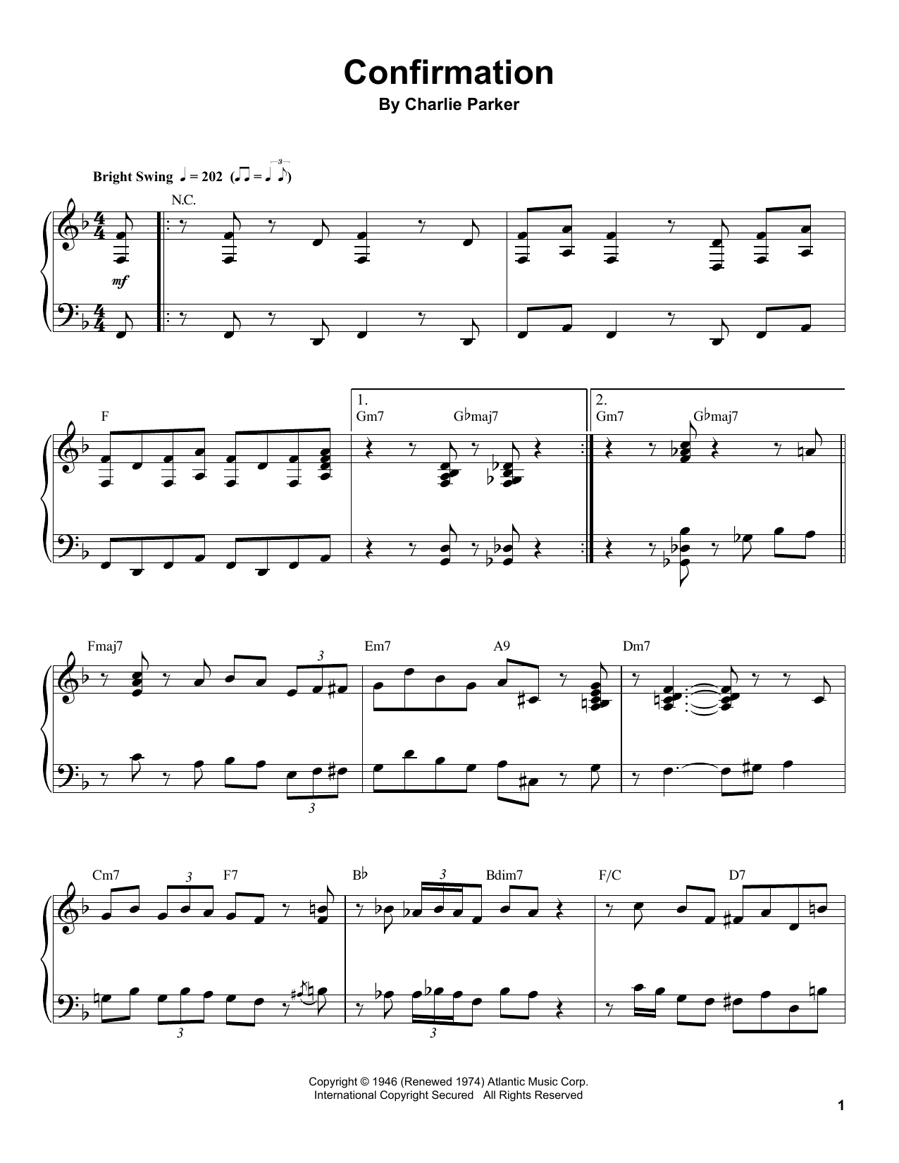 Preview Charlie Parker Confirmation Jazz sheet music, notes and chords for Piano Transcription, SKU: 198806 sheet music, piano notes, chords, guitar tabs, score, transpose, transcribe, how to play, guide, download, learn, tutorial, progression, song, artist, awards, billboard, mtv, vh1, tour, single, album, release