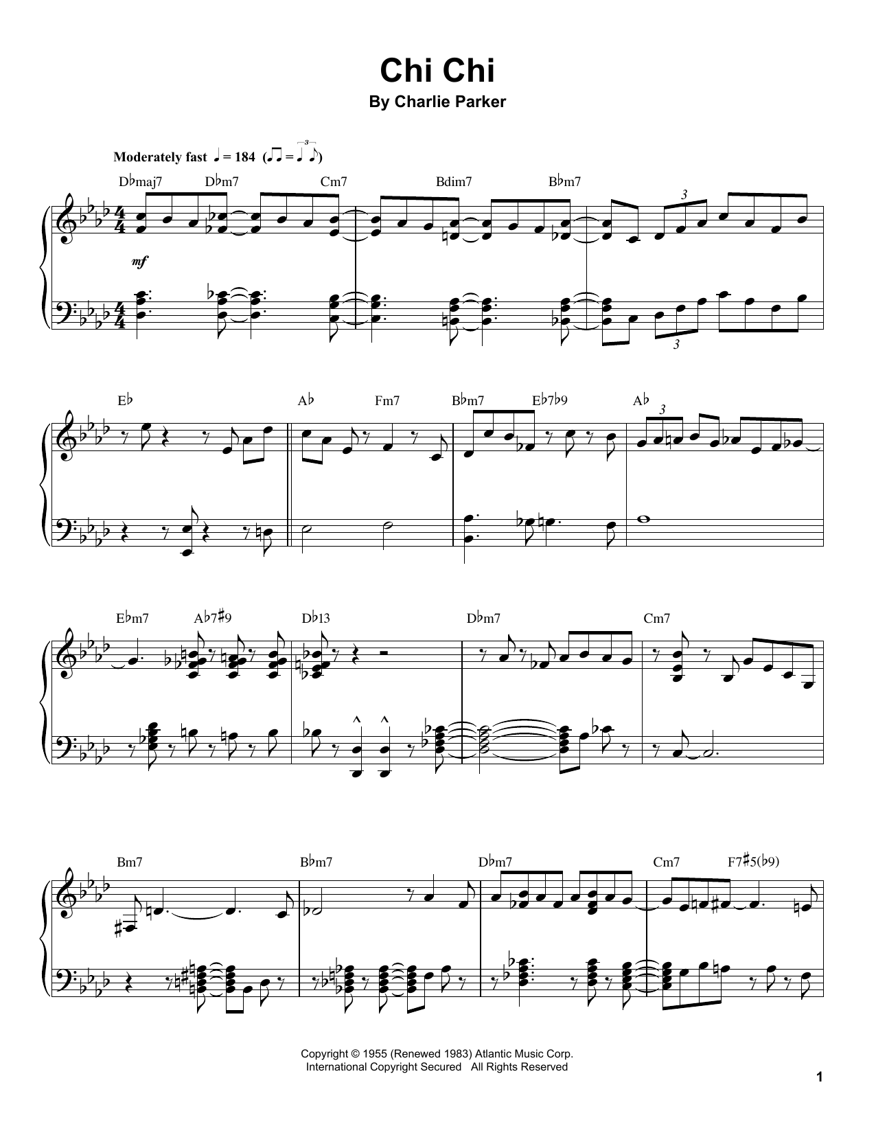 Preview Charlie Parker Chi Chi Jazz sheet music, notes and chords for Piano Transcription, SKU: 198823 sheet music, piano notes, chords, guitar tabs, score, transpose, transcribe, how to play, guide, download, learn, tutorial, progression, song, artist, awards, billboard, mtv, vh1, tour, single, album, release