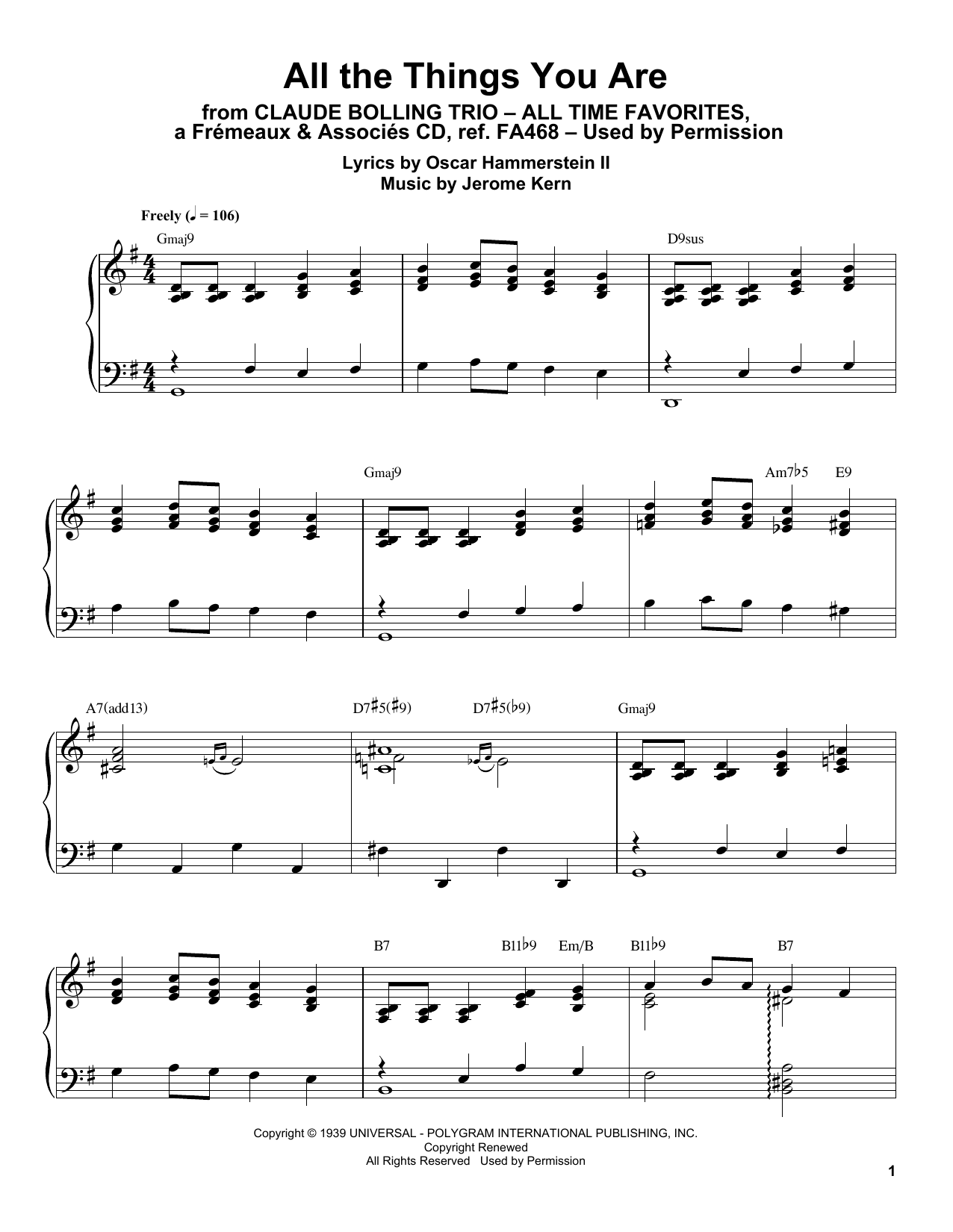 Preview Claude Bolling All The Things You Are Jazz sheet music, notes and chords for Piano Transcription, SKU: 198826 sheet music, piano notes, chords, guitar tabs, score, transpose, transcribe, how to play, guide, download, learn, tutorial, progression, song, artist, awards, billboard, mtv, vh1, tour, single, album, release