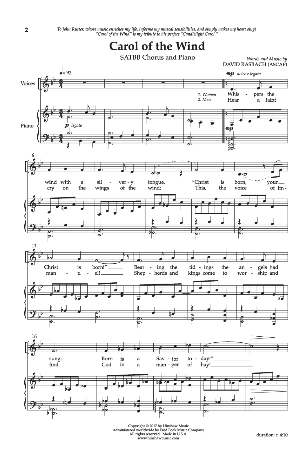 Preview David Rasbach Carol Of The Wind Christmas sheet music, notes and chords for Choral SATBB, SKU: 199516 sheet music, piano notes, chords, guitar tabs, score, transpose, transcribe, how to play, guide, download, learn, tutorial, progression, song, artist, awards, billboard, mtv, vh1, tour, single, album, release