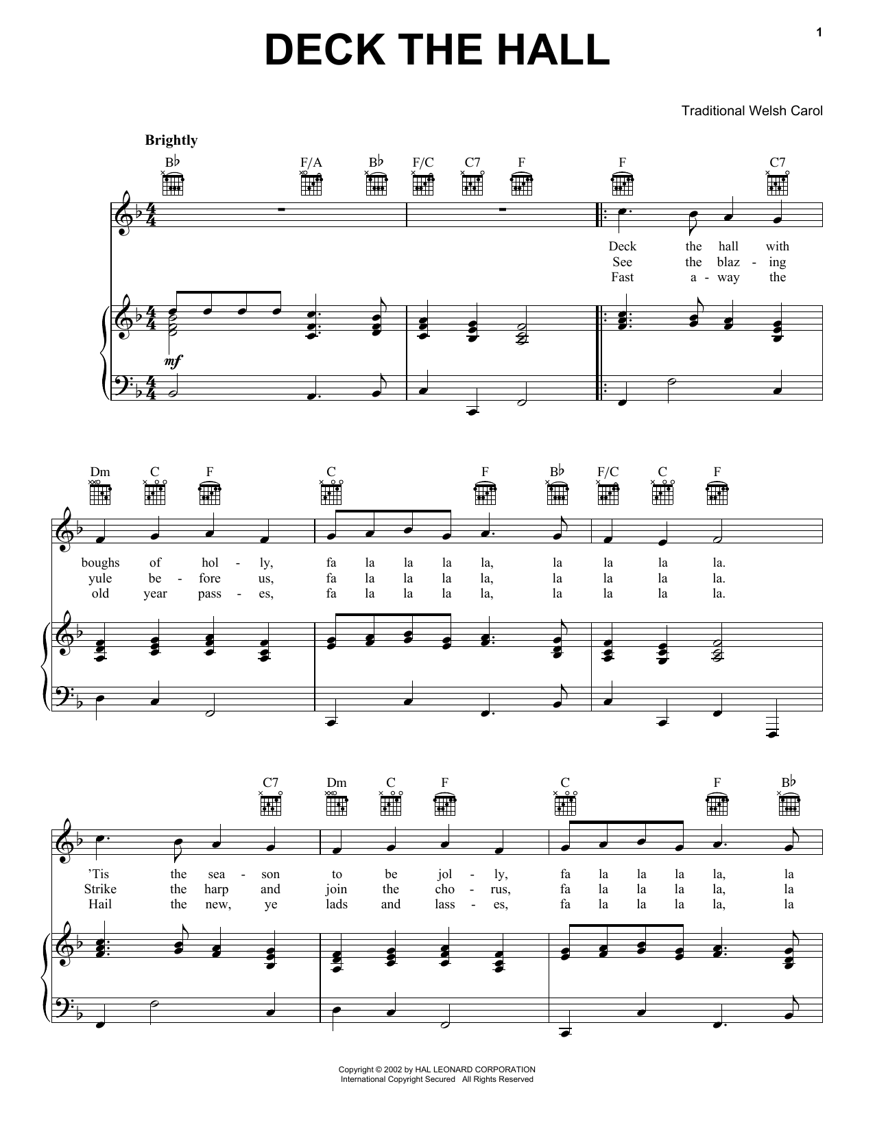 Preview Traditional Welsh Carol Deck The Hall Folk sheet music, notes and chords for Piano, Vocal & Guitar (Right-Hand Melody), SKU: 21340 sheet music, piano notes, chords, guitar tabs, score, transpose, transcribe, how to play, guide, download, learn, tutorial, progression, song, artist, awards, billboard, mtv, vh1, tour, single, album, release