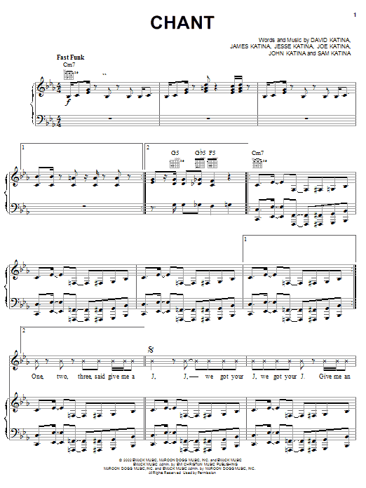 Preview The Katinas Chant Pop sheet music, notes and chords for Piano, Vocal & Guitar (Right-Hand Melody), SKU: 21386 sheet music, piano notes, chords, guitar tabs, score, transpose, transcribe, how to play, guide, download, learn, tutorial, progression, song, artist, awards, billboard, mtv, vh1, tour, single, album, release