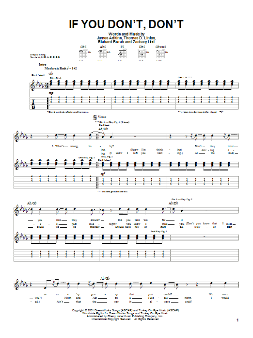 Preview Jimmy Eat World If You Don't, Don't Rock sheet music, notes and chords for Guitar Tab, SKU: 21393 sheet music, piano notes, chords, guitar tabs, score, transpose, transcribe, how to play, guide, download, learn, tutorial, progression, song, artist, awards, billboard, mtv, vh1, tour, single, album, release