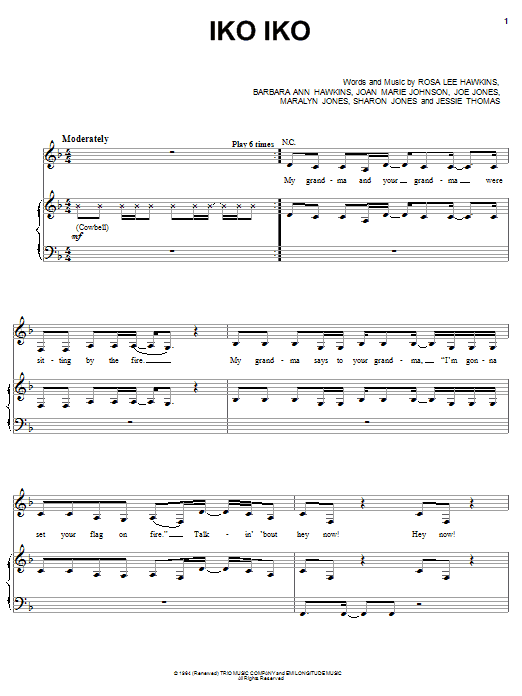 Preview The Dixie Cups Iko Iko Rock sheet music, notes and chords for Piano, Vocal & Guitar (Right-Hand Melody), SKU: 21426 sheet music, piano notes, chords, guitar tabs, score, transpose, transcribe, how to play, guide, download, learn, tutorial, progression, song, artist, awards, billboard, mtv, vh1, tour, single, album, release