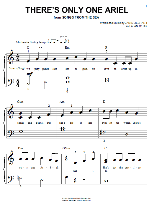 Preview Alan O'Day There's Only One Ariel Children sheet music, notes and chords for Piano (Big Notes), SKU: 21472 sheet music, piano notes, chords, guitar tabs, score, transpose, transcribe, how to play, guide, download, learn, tutorial, progression, song, artist, awards, billboard, mtv, vh1, tour, single, album, release