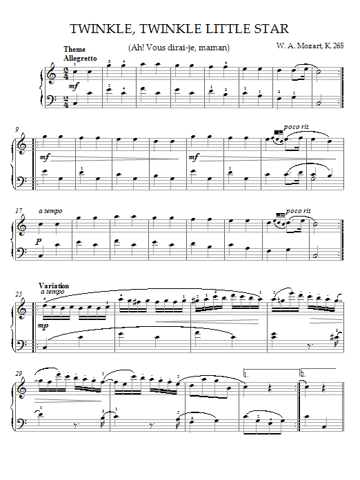 Preview Wolfgang Amadeus Mozart Twinkle, Twinkle, Little Star (Ah! Vous dirai-je, maman) Theme Pop sheet music, notes and chords for Piano, SKU: 21562 sheet music, piano notes, chords, guitar tabs, score, transpose, transcribe, how to play, guide, download, learn, tutorial, progression, song, artist, awards, billboard, mtv, vh1, tour, single, album, release