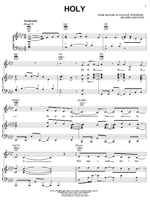 Preview Nichole Nordeman Holy Pop sheet music, notes and chords for Piano, Vocal & Guitar (Right-Hand Melody), SKU: 21594 sheet music, piano notes, chords, guitar tabs, score, transpose, transcribe, how to play, guide, download, learn, tutorial, progression, song, artist, awards, billboard, mtv, vh1, tour, single, album, release