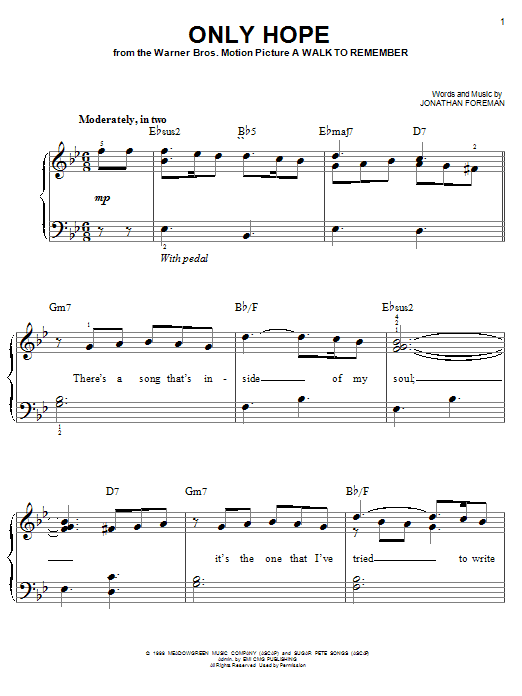 Preview Mandy Moore Only Hope Pop sheet music, notes and chords for Easy Piano, SKU: 21599 sheet music, piano notes, chords, guitar tabs, score, transpose, transcribe, how to play, guide, download, learn, tutorial, progression, song, artist, awards, billboard, mtv, vh1, tour, single, album, release