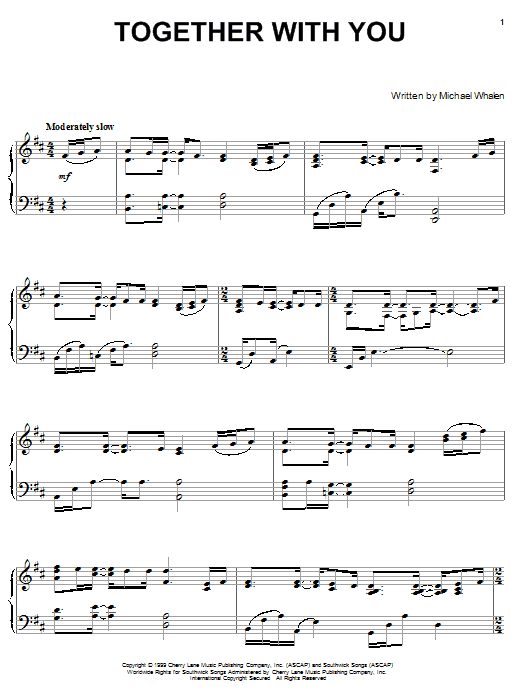 Preview Michael Whalen Together With You Pop sheet music, notes and chords for Piano, SKU: 21652 sheet music, piano notes, chords, guitar tabs, score, transpose, transcribe, how to play, guide, download, learn, tutorial, progression, song, artist, awards, billboard, mtv, vh1, tour, single, album, release