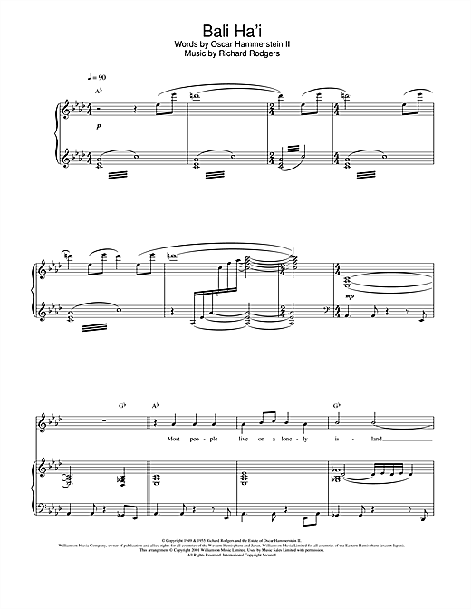 Preview Charlotte Church Bali Ha'i Post-1900 sheet music, notes and chords for Piano, Vocal & Guitar, SKU: 21674 sheet music, piano notes, chords, guitar tabs, score, transpose, transcribe, how to play, guide, download, learn, tutorial, progression, song, artist, awards, billboard, mtv, vh1, tour, single, album, release