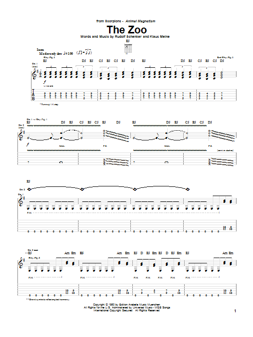 Preview Scorpions The Zoo Rock sheet music, notes and chords for Guitar Tab, SKU: 21713 sheet music, piano notes, chords, guitar tabs, score, transpose, transcribe, how to play, guide, download, learn, tutorial, progression, song, artist, awards, billboard, mtv, vh1, tour, single, album, release