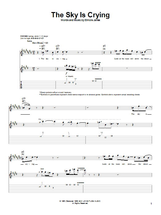 Preview Albert King The Sky Is Crying Pop sheet music, notes and chords for Guitar Tab, SKU: 21761 sheet music, piano notes, chords, guitar tabs, score, transpose, transcribe, how to play, guide, download, learn, tutorial, progression, song, artist, awards, billboard, mtv, vh1, tour, single, album, release