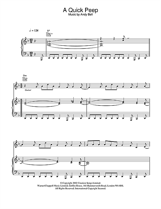 Preview Oasis A Quick Peep Pop sheet music, notes and chords for Piano, SKU: 21816 sheet music, piano notes, chords, guitar tabs, score, transpose, transcribe, how to play, guide, download, learn, tutorial, progression, song, artist, awards, billboard, mtv, vh1, tour, single, album, release