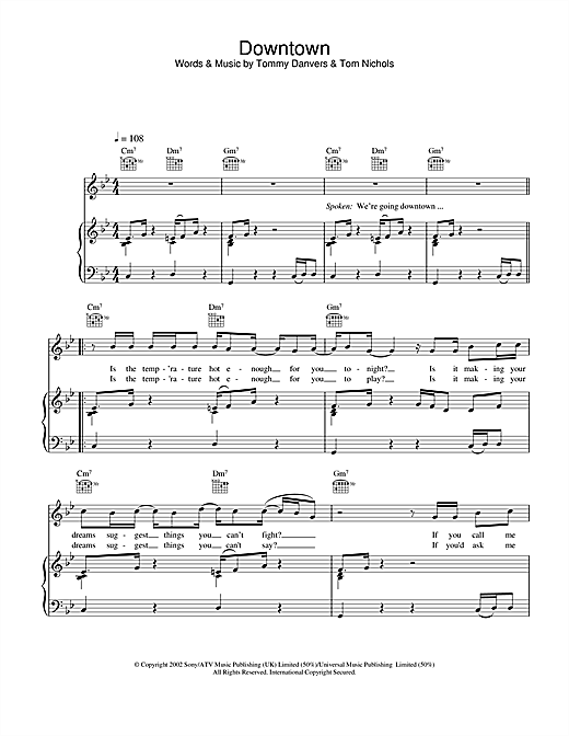 Preview Gareth Gates Downtown Pop sheet music, notes and chords for Piano, Vocal & Guitar, SKU: 21846 sheet music, piano notes, chords, guitar tabs, score, transpose, transcribe, how to play, guide, download, learn, tutorial, progression, song, artist, awards, billboard, mtv, vh1, tour, single, album, release