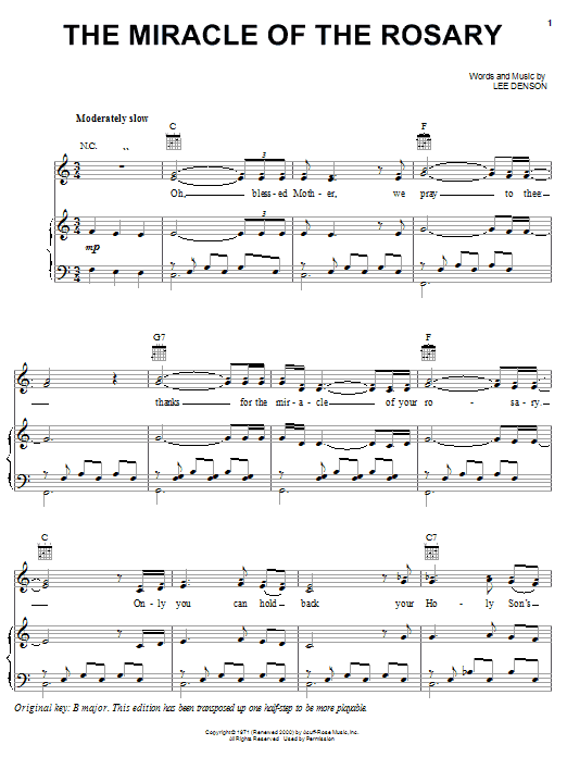 Preview Elvis Presley The Miracle Of The Rosary Pop sheet music, notes and chords for Piano, Vocal & Guitar (Right-Hand Melody), SKU: 21919 sheet music, piano notes, chords, guitar tabs, score, transpose, transcribe, how to play, guide, download, learn, tutorial, progression, song, artist, awards, billboard, mtv, vh1, tour, single, album, release