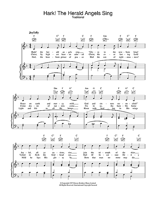 Preview Christmas Carol Hark! The Herald Angels Sing Christmas sheet music, notes and chords for Piano, Vocal & Guitar (Right-Hand Melody), SKU: 21957 sheet music, piano notes, chords, guitar tabs, score, transpose, transcribe, how to play, guide, download, learn, tutorial, progression, song, artist, awards, billboard, mtv, vh1, tour, single, album, release