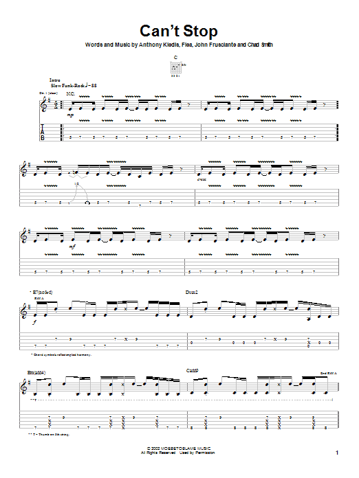 Preview Red Hot Chili Peppers Can't Stop Rock sheet music, notes and chords for Guitar Tab, SKU: 21993 sheet music, piano notes, chords, guitar tabs, score, transpose, transcribe, how to play, guide, download, learn, tutorial, progression, song, artist, awards, billboard, mtv, vh1, tour, single, album, release