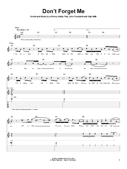 Preview Red Hot Chili Peppers Don't Forget Me Rock sheet music, notes and chords for Guitar Tab, SKU: 21994 sheet music, piano notes, chords, guitar tabs, score, transpose, transcribe, how to play, guide, download, learn, tutorial, progression, song, artist, awards, billboard, mtv, vh1, tour, single, album, release