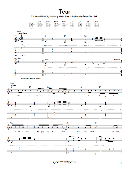 Preview Red Hot Chili Peppers Tear Rock sheet music, notes and chords for Guitar Tab, SKU: 22000 sheet music, piano notes, chords, guitar tabs, score, transpose, transcribe, how to play, guide, download, learn, tutorial, progression, song, artist, awards, billboard, mtv, vh1, tour, single, album, release