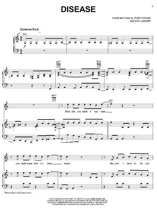 Preview Matchbox Twenty Disease Pop sheet music, notes and chords for Piano, Vocal & Guitar (Right-Hand Melody), SKU: 22035 sheet music, piano notes, chords, guitar tabs, score, transpose, transcribe, how to play, guide, download, learn, tutorial, progression, song, artist, awards, billboard, mtv, vh1, tour, single, album, release