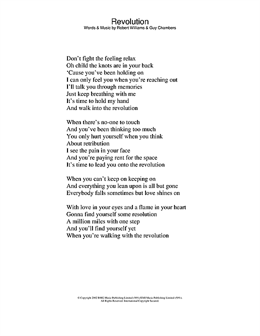 Preview Robbie Williams Revolution Pop sheet music, notes and chords for Lyrics Only, SKU: 24106 sheet music, piano notes, chords, guitar tabs, score, transpose, transcribe, how to play, guide, download, learn, tutorial, progression, song, artist, awards, billboard, mtv, vh1, tour, single, album, release