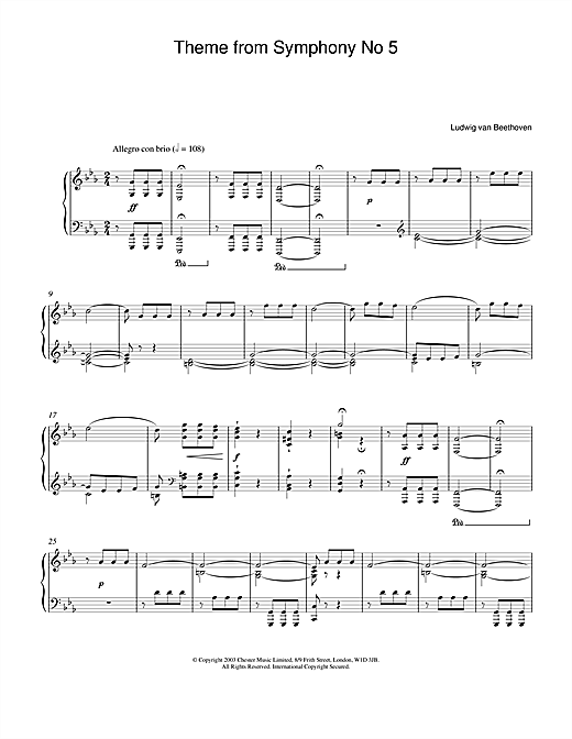 Preview Ludwig van Beethoven Theme from Symphony No. 5, Op. 67 (1st Movement) Classical sheet music, notes and chords for Piano, SKU: 24433 sheet music, piano notes, chords, guitar tabs, score, transpose, transcribe, how to play, guide, download, learn, tutorial, progression, song, artist, awards, billboard, mtv, vh1, tour, single, album, release