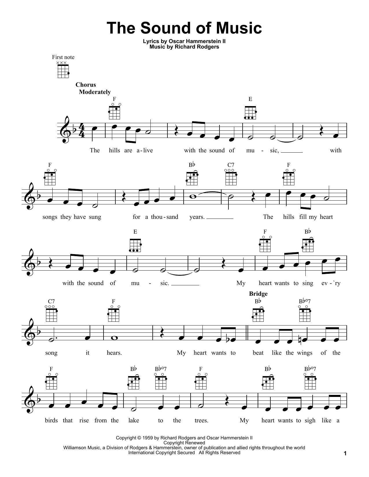 Preview Rodgers & Hammerstein The Sound Of Music Musicals sheet music, notes and chords for Ukulele, SKU: 250785 sheet music, piano notes, chords, guitar tabs, score, transpose, transcribe, how to play, guide, download, learn, tutorial, progression, song, artist, awards, billboard, mtv, vh1, tour, single, album, release