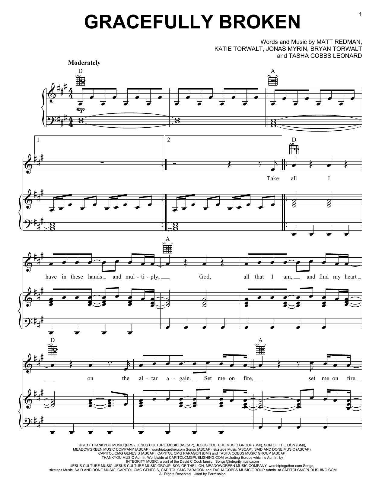 Preview Matt Redman Gracefully Broken Pop sheet music, notes and chords for Piano, Vocal & Guitar (Right-Hand Melody), SKU: 250997 sheet music, piano notes, chords, guitar tabs, score, transpose, transcribe, how to play, guide, download, learn, tutorial, progression, song, artist, awards, billboard, mtv, vh1, tour, single, album, release