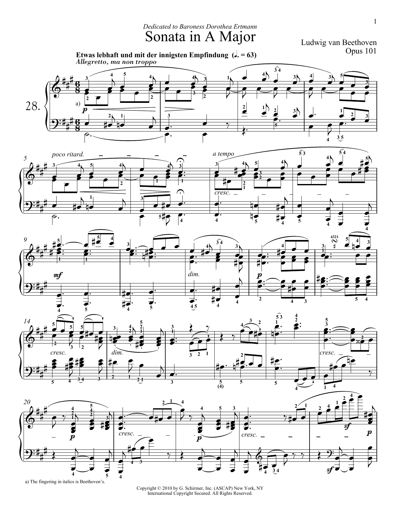 Preview Ludwig van Beethoven Piano Sonata No. 28 In A Major, Op. 101 Classical sheet music, notes and chords for Piano, SKU: 251161 sheet music, piano notes, chords, guitar tabs, score, transpose, transcribe, how to play, guide, download, learn, tutorial, progression, song, artist, awards, billboard, mtv, vh1, tour, single, album, release