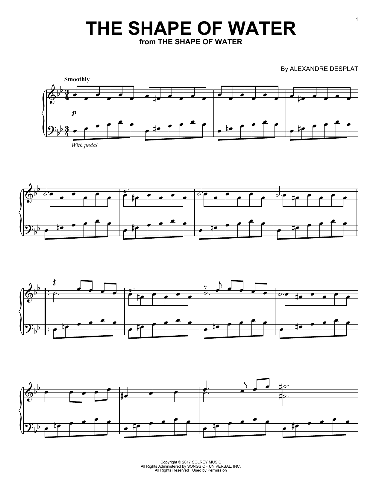 Preview Alexandre Desplat The Shape Of Water (from 'The Shape Of Water') Film and TV sheet music, notes and chords for Piano, SKU: 251219 sheet music, piano notes, chords, guitar tabs, score, transpose, transcribe, how to play, guide, download, learn, tutorial, progression, song, artist, awards, billboard, mtv, vh1, tour, single, album, release
