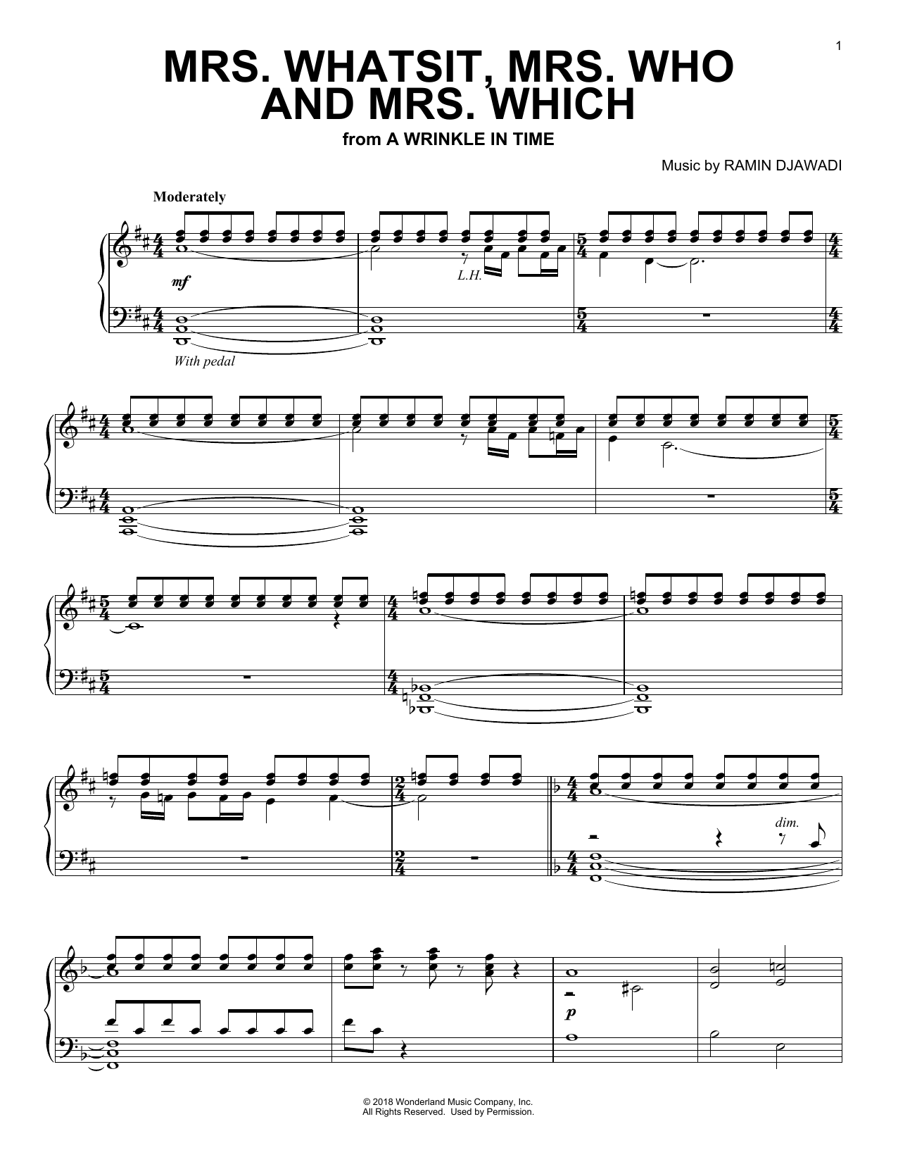 Preview Ramin Djawadi Mrs. Whatsit, Mrs. Who and Mrs. Which Film and TV sheet music, notes and chords for Piano, SKU: 253411 sheet music, piano notes, chords, guitar tabs, score, transpose, transcribe, how to play, guide, download, learn, tutorial, progression, song, artist, awards, billboard, mtv, vh1, tour, single, album, release