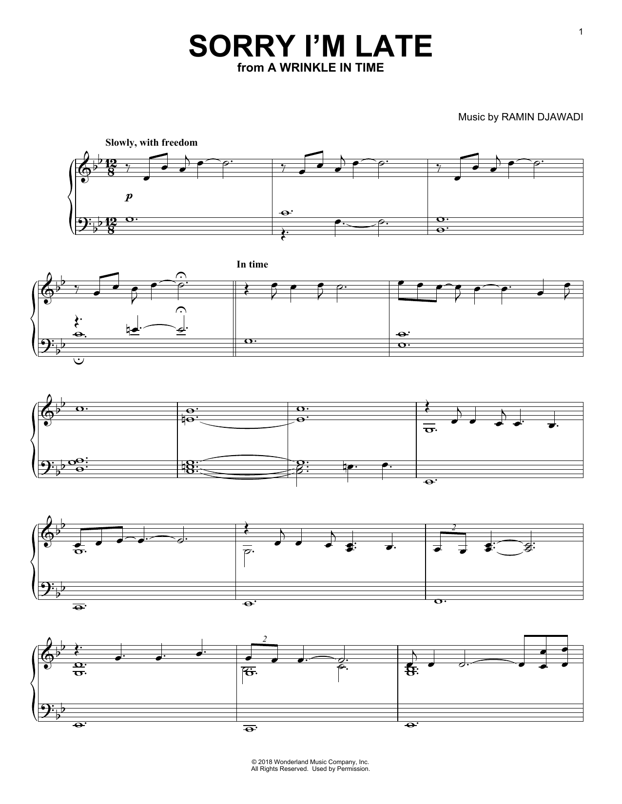 Preview Ramin Djawadi Sorry I'm Late Film and TV sheet music, notes and chords for Piano, SKU: 253416 sheet music, piano notes, chords, guitar tabs, score, transpose, transcribe, how to play, guide, download, learn, tutorial, progression, song, artist, awards, billboard, mtv, vh1, tour, single, album, release